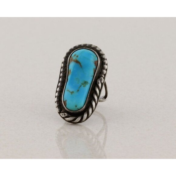Sterling Silver Natural Turquoise Ring Size 5 - Picture 5 of 7